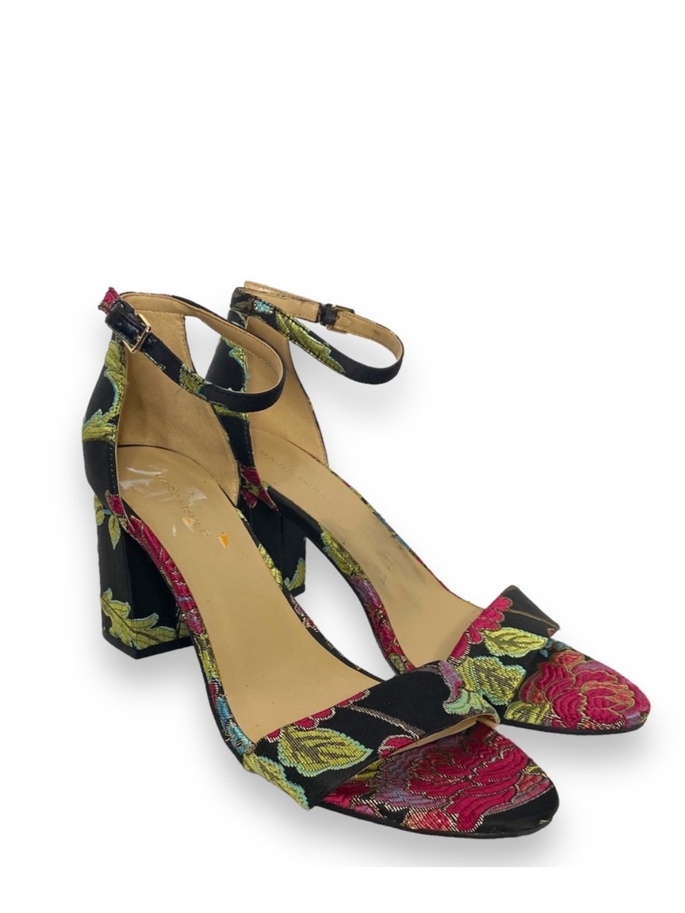 Marc Fisher Sandals JENSINE Floral Brocade Strappy High Heel